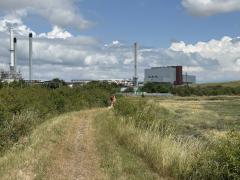 Walking past the paper mill - suddenly not so pleasant scenery and a bit of an industrial aroma